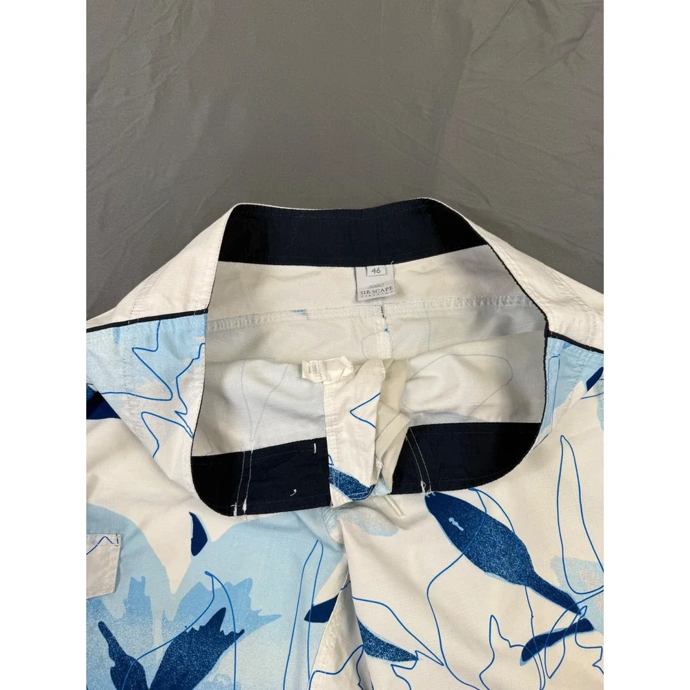 Siberian Sib.Scape Mens 36 Blue White Floral Ripstop Board Shorts (Sz 46 Brazil)